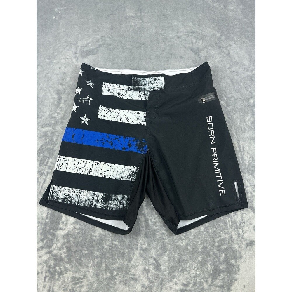 Born Primitive American Defender 2.0 Thin Blue Line Workout Shorts Mens Size 32